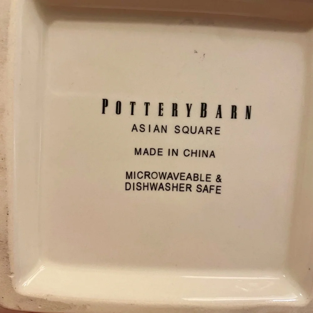 POTTERY BARN ASIAN SQUARE NOODLE BOWL RAMEN BOWL RETIRED DESIGN CHOPSTICK SLOTS